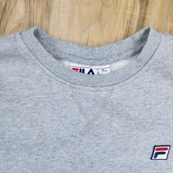 🩵Fila Michele Gray Heather Crew Neck Fleece Sweatshirt Large - Picture 4 of 10